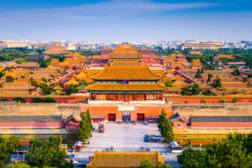 Beijing, China city skyline at the Forbidden City.