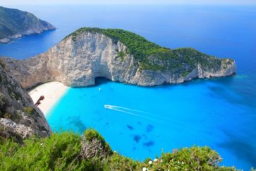 Navagio Beach or Shipwreck Beach, is an exposed cove, sometimes referred to as "Smugglers Cove", on the coast of Zakynthos (Zante), in the Ionian Islands of Greece.